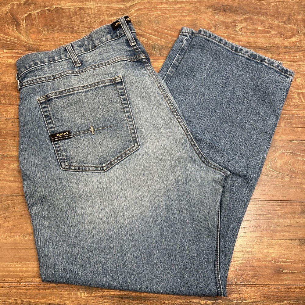 Ariat M5 Straight Leg‎ Jeans Mens 40x29 Denim Blue Rebar Workwear Western Casual
